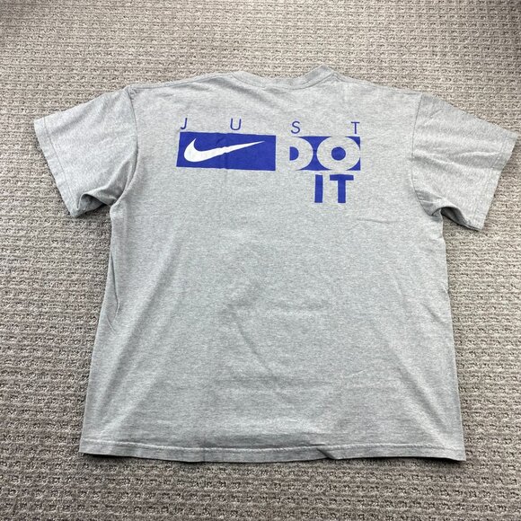 Vintage 90s Nike T-Shirt Men Large L Gray Just Do It Spell Out Graphic Print - Picture 1 of 11